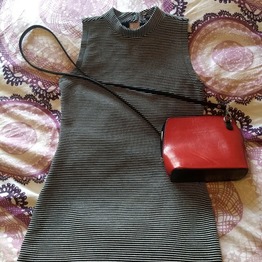 H&M striped mock neck dress